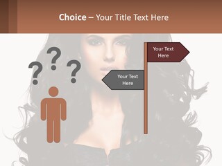 A Woman With Long Black Hair Is Holding A Brown Sign PowerPoint Template