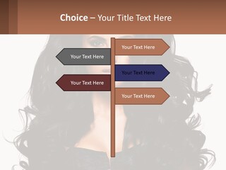 A Woman With Long Black Hair Is Holding A Brown Sign PowerPoint Template