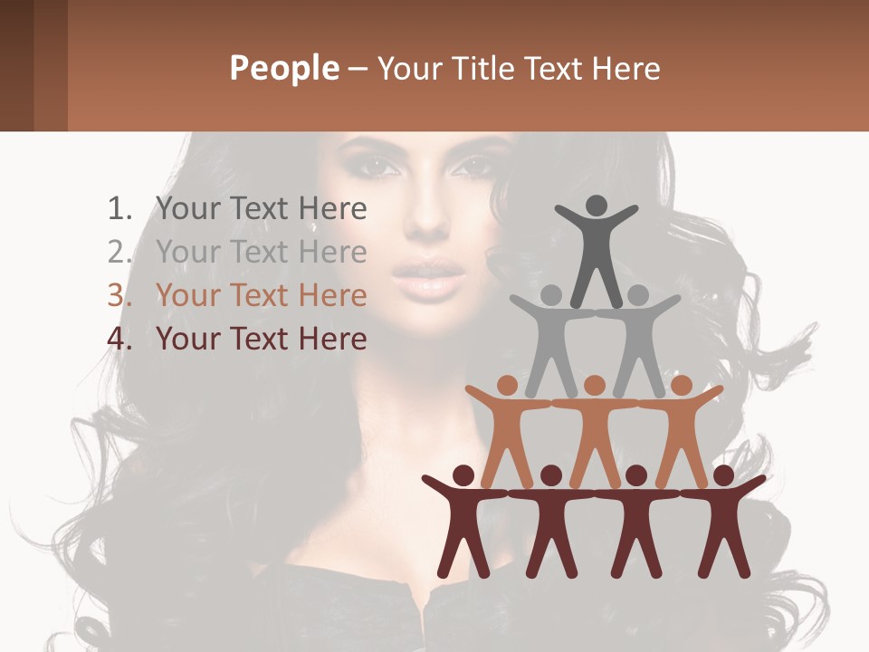 A Woman With Long Black Hair Is Holding A Brown Sign PowerPoint Template