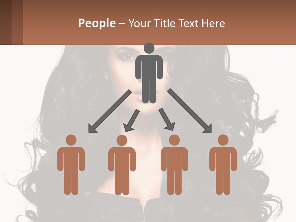 A Woman With Long Black Hair Is Holding A Brown Sign PowerPoint Template