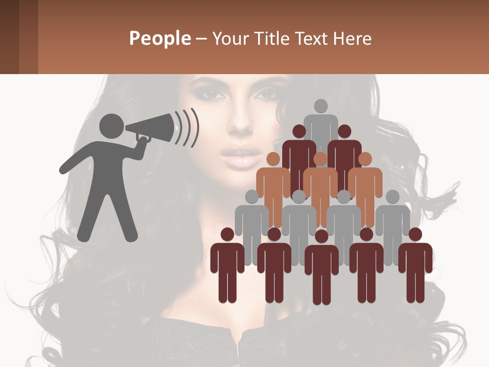 A Woman With Long Black Hair Is Holding A Brown Sign PowerPoint Template