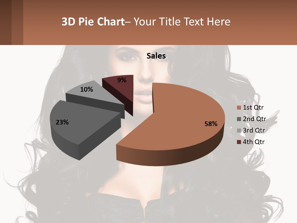 A Woman With Long Black Hair Is Holding A Brown Sign PowerPoint Template