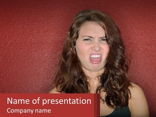 A Woman Making A Funny Face With Her Mouth Open PowerPoint Template