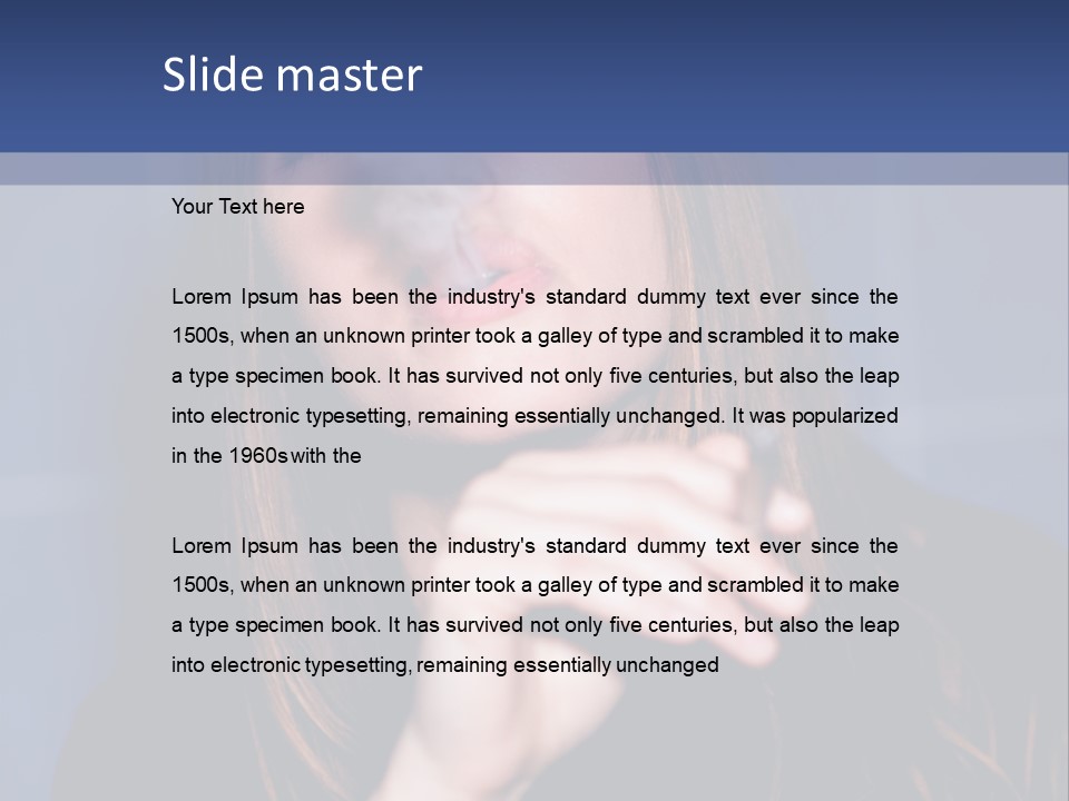 A Woman Smoking A Cigarette With A Blue Background PowerPoint Template