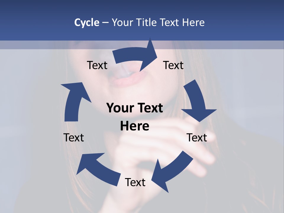 A Woman Smoking A Cigarette With A Blue Background PowerPoint Template