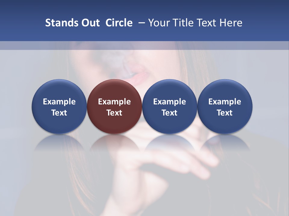 A Woman Smoking A Cigarette With A Blue Background PowerPoint Template