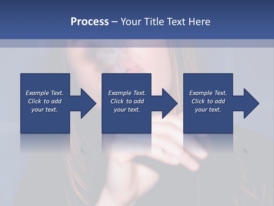 A Woman Smoking A Cigarette With A Blue Background PowerPoint Template