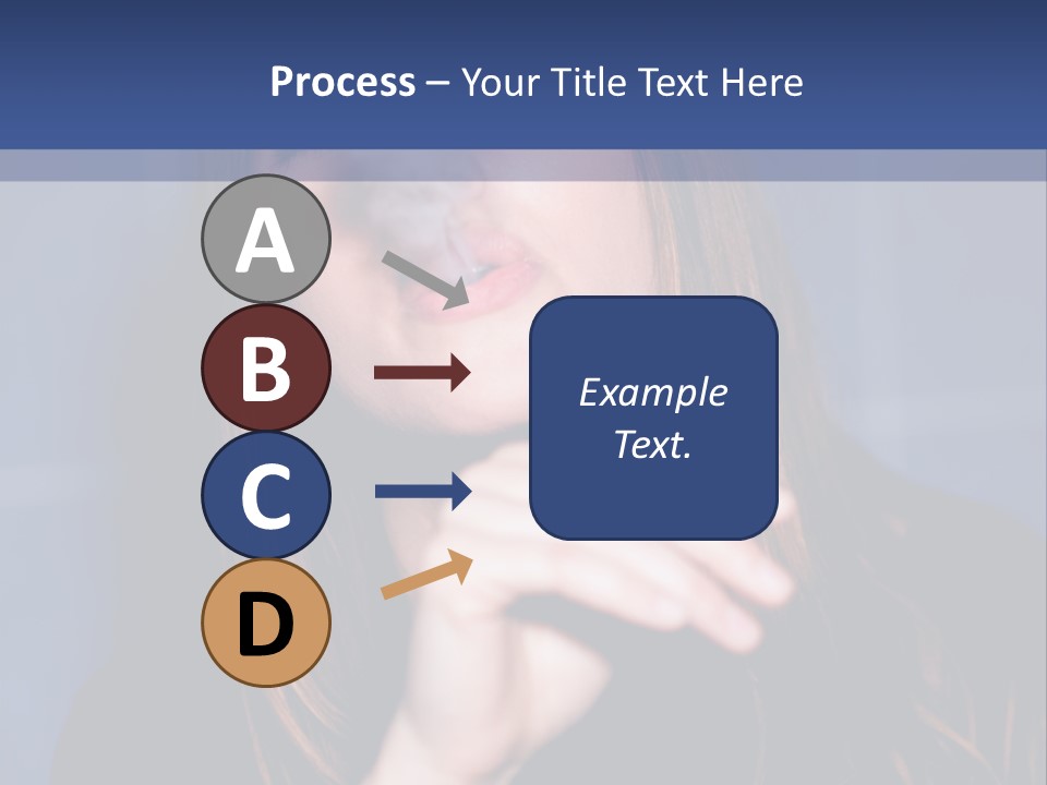 A Woman Smoking A Cigarette With A Blue Background PowerPoint Template