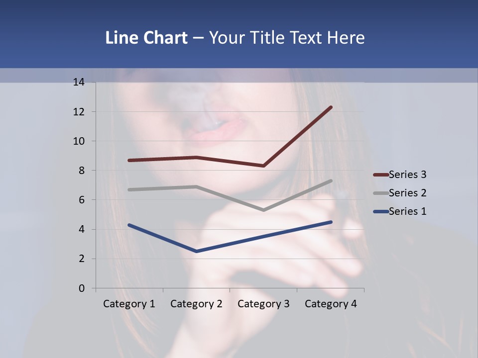 A Woman Smoking A Cigarette With A Blue Background PowerPoint Template