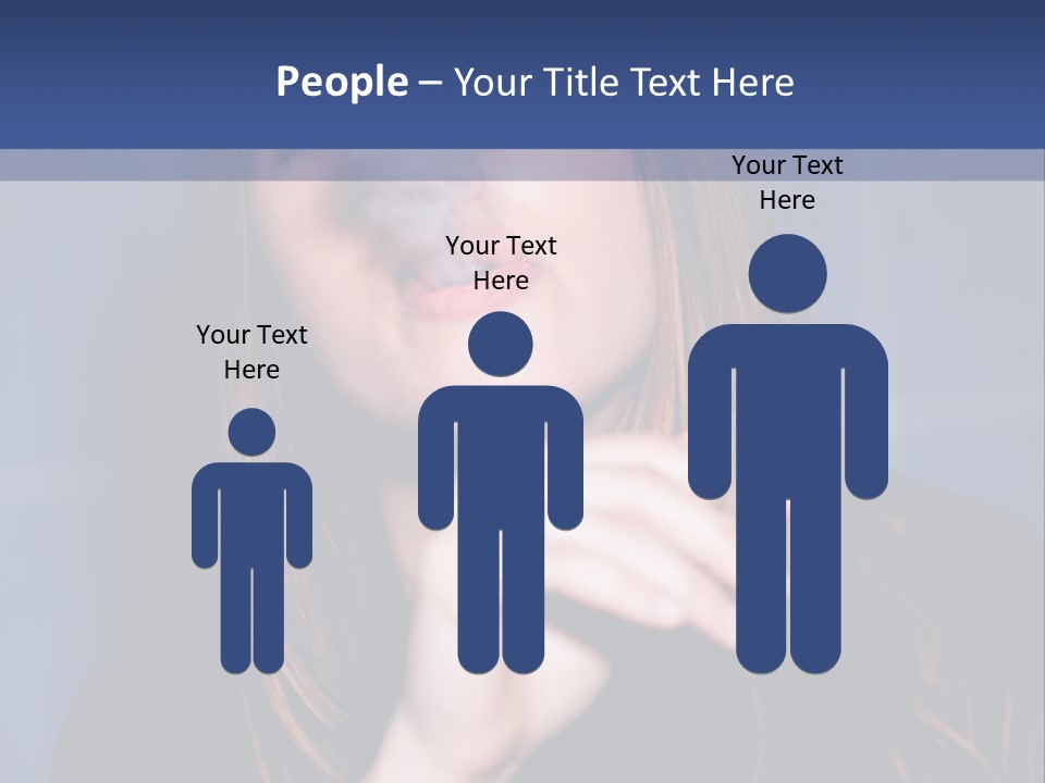 A Woman Smoking A Cigarette With A Blue Background PowerPoint Template