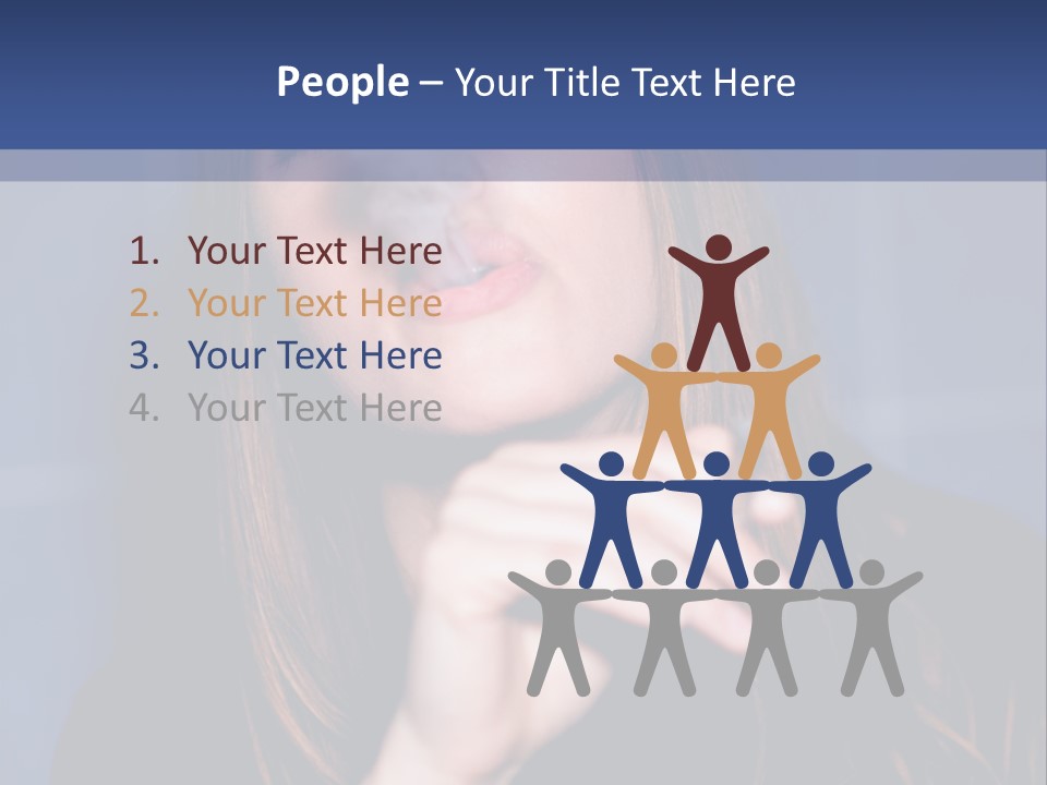 A Woman Smoking A Cigarette With A Blue Background PowerPoint Template