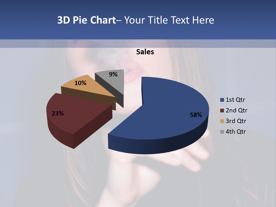 A Woman Smoking A Cigarette With A Blue Background PowerPoint Template