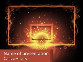 A Basketball Court With A Glowing Light In The Middle Of It PowerPoint Template