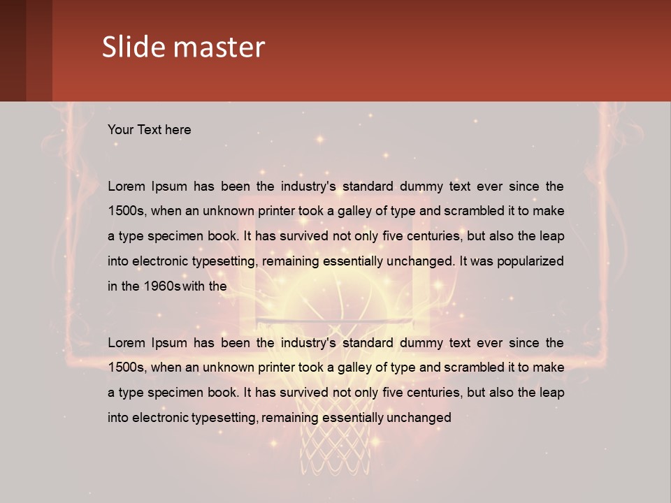 A Basketball Court With A Glowing Light In The Middle Of It PowerPoint Template