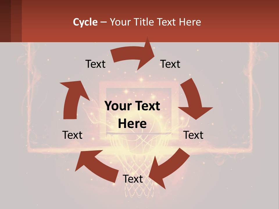 A Basketball Court With A Glowing Light In The Middle Of It PowerPoint Template