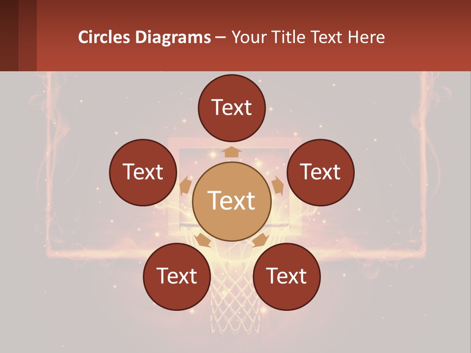 A Basketball Court With A Glowing Light In The Middle Of It PowerPoint Template