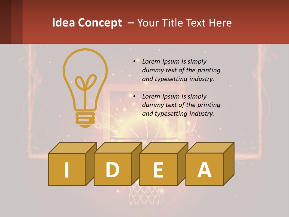 A Basketball Court With A Glowing Light In The Middle Of It PowerPoint Template