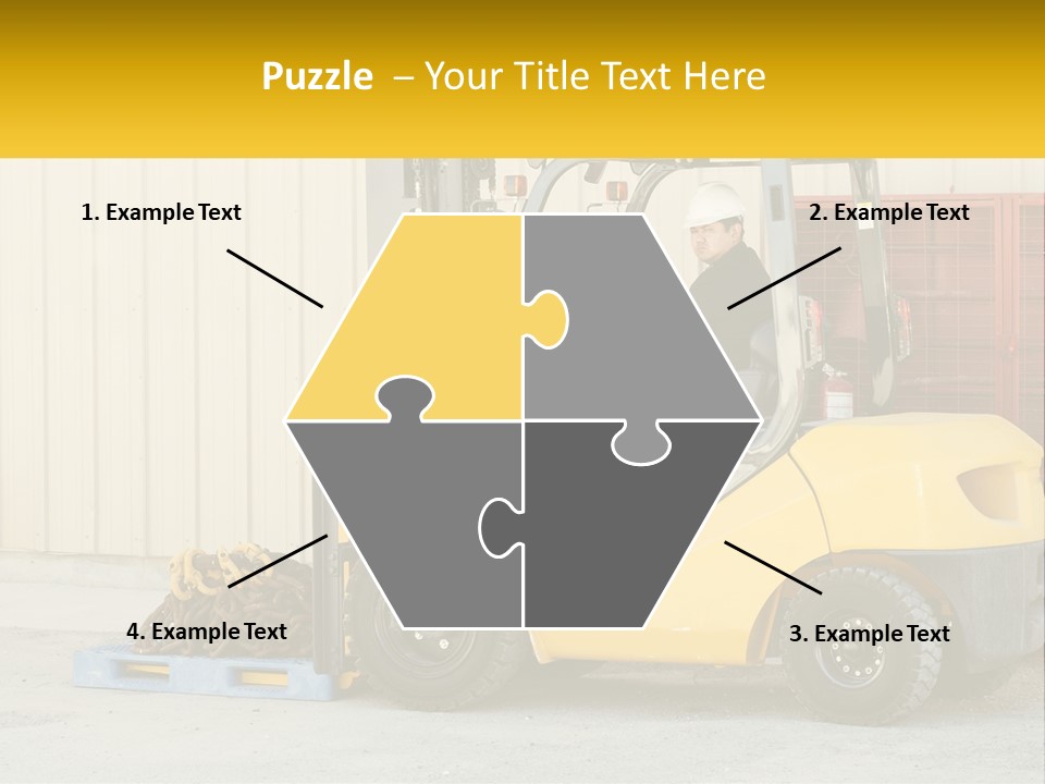 A Man Driving A Forklift Next To A Building PowerPoint Template