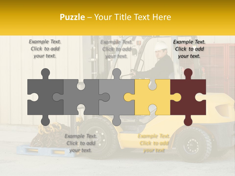 A Man Driving A Forklift Next To A Building PowerPoint Template