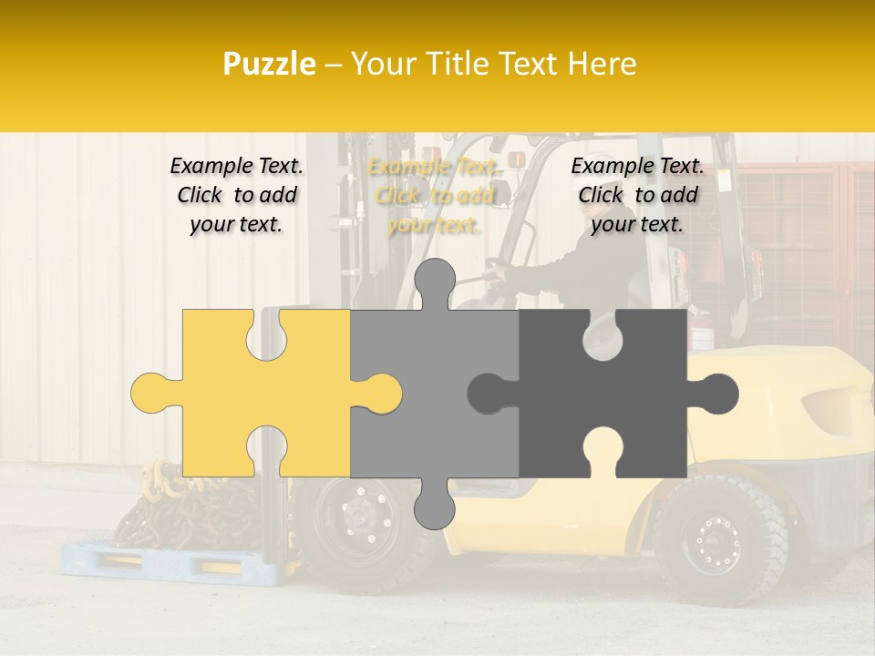 A Man Driving A Forklift Next To A Building PowerPoint Template