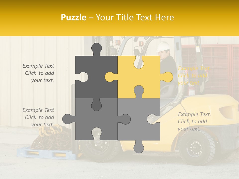 A Man Driving A Forklift Next To A Building PowerPoint Template