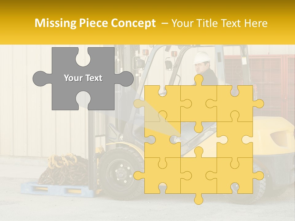 A Man Driving A Forklift Next To A Building PowerPoint Template