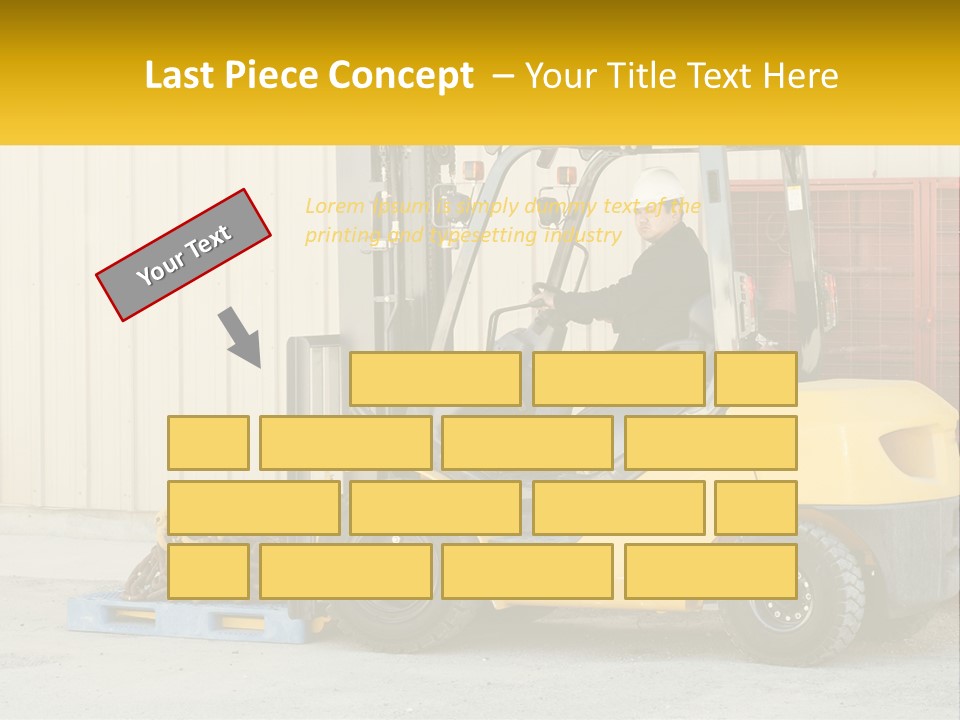 A Man Driving A Forklift Next To A Building PowerPoint Template