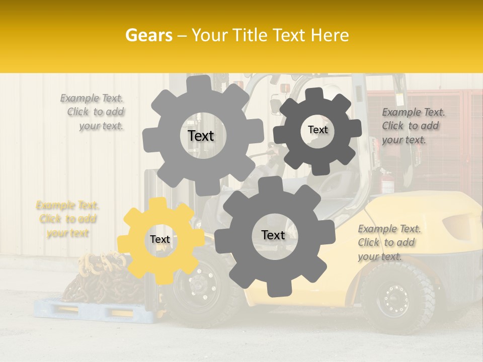 A Man Driving A Forklift Next To A Building PowerPoint Template