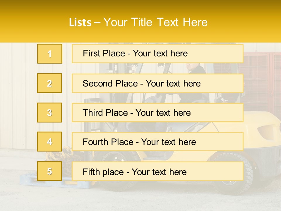 A Man Driving A Forklift Next To A Building PowerPoint Template