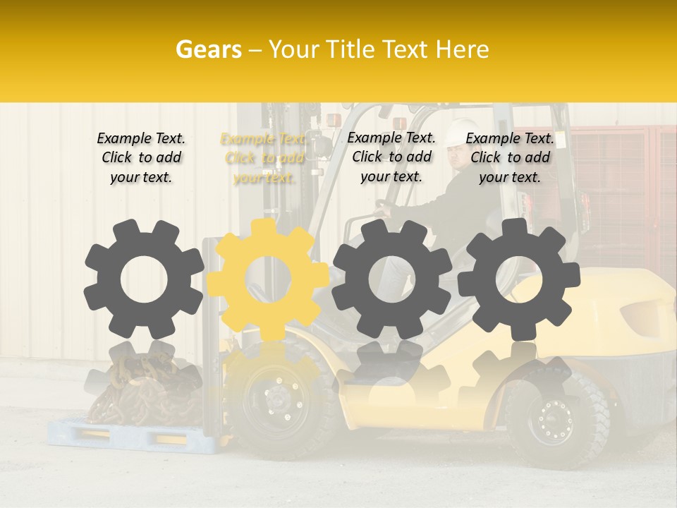 A Man Driving A Forklift Next To A Building PowerPoint Template