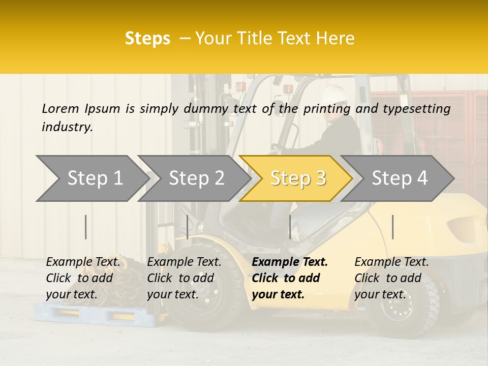 A Man Driving A Forklift Next To A Building PowerPoint Template