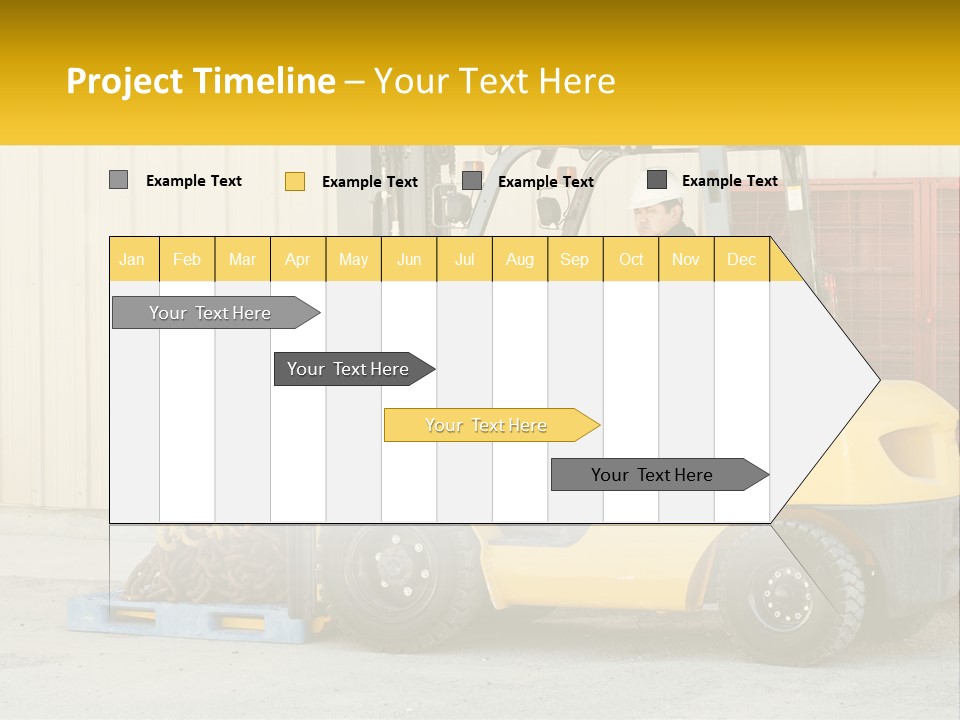 A Man Driving A Forklift Next To A Building PowerPoint Template
