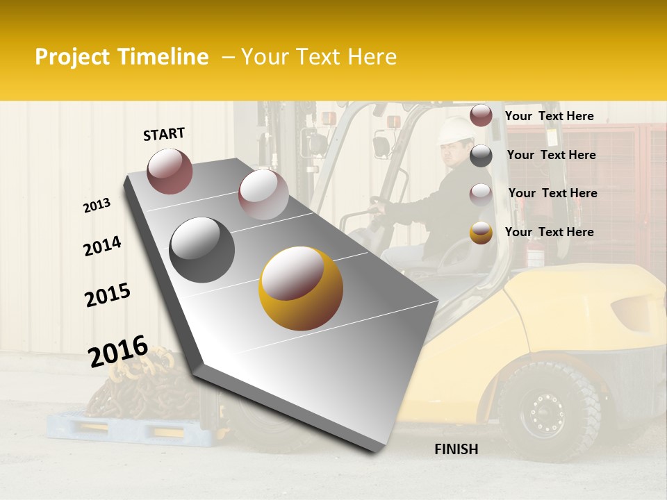 A Man Driving A Forklift Next To A Building PowerPoint Template