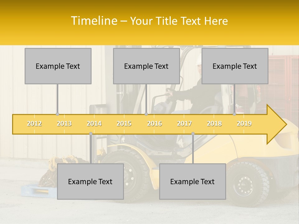 A Man Driving A Forklift Next To A Building PowerPoint Template