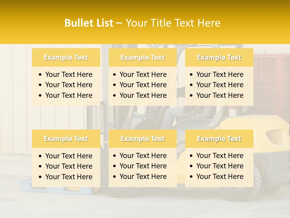 A Man Driving A Forklift Next To A Building PowerPoint Template
