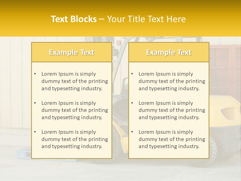 A Man Driving A Forklift Next To A Building PowerPoint Template