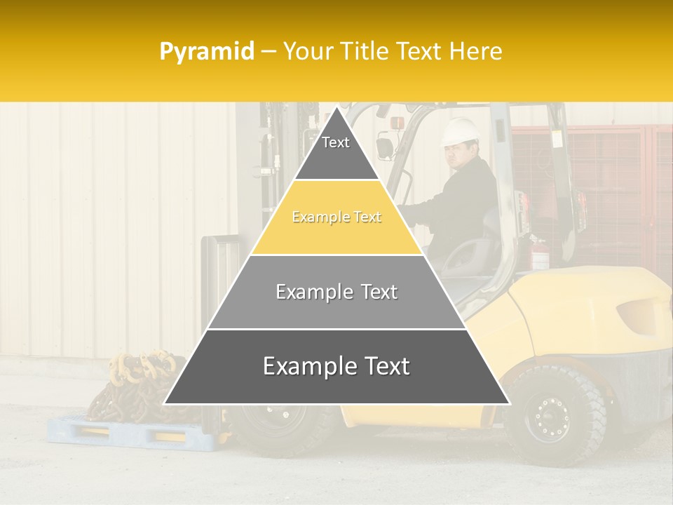 A Man Driving A Forklift Next To A Building PowerPoint Template