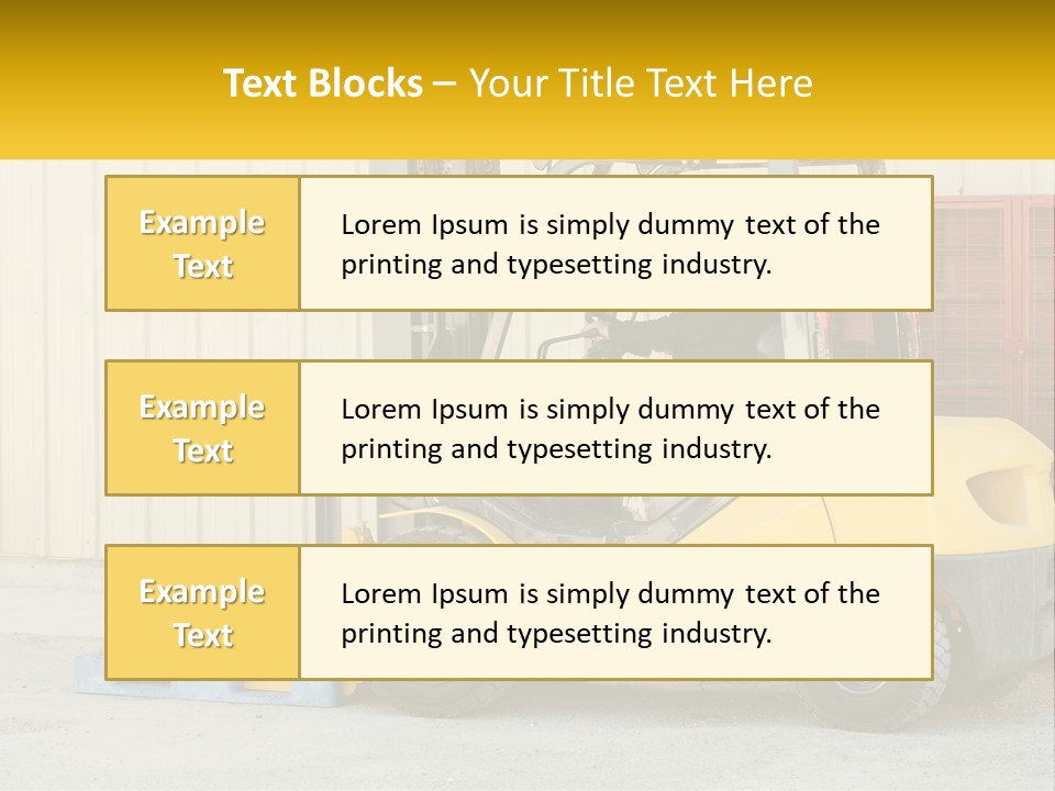 A Man Driving A Forklift Next To A Building PowerPoint Template