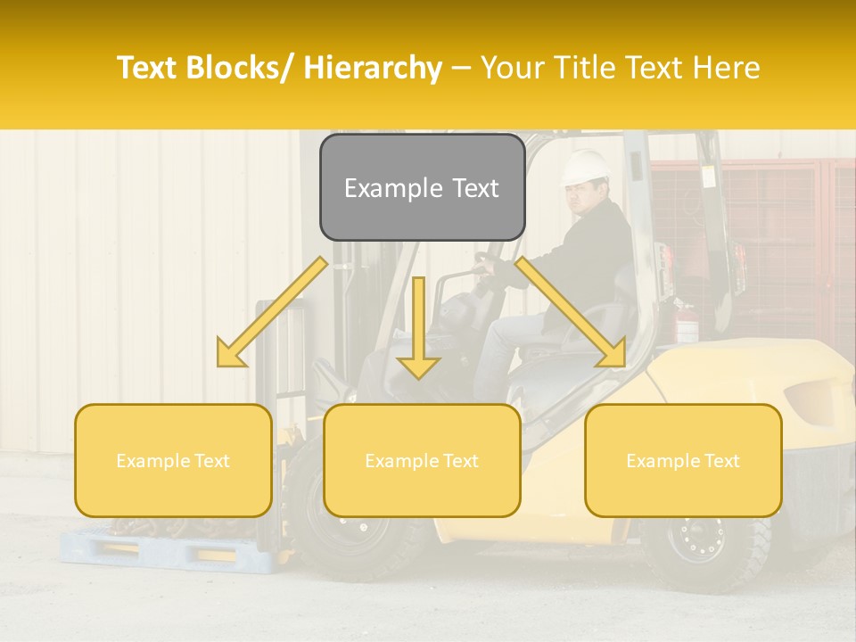 A Man Driving A Forklift Next To A Building PowerPoint Template