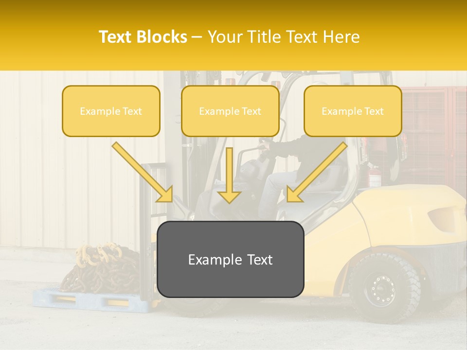 A Man Driving A Forklift Next To A Building PowerPoint Template