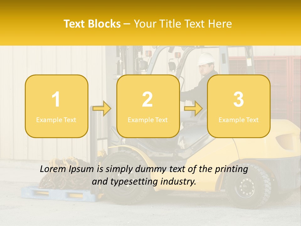 A Man Driving A Forklift Next To A Building PowerPoint Template