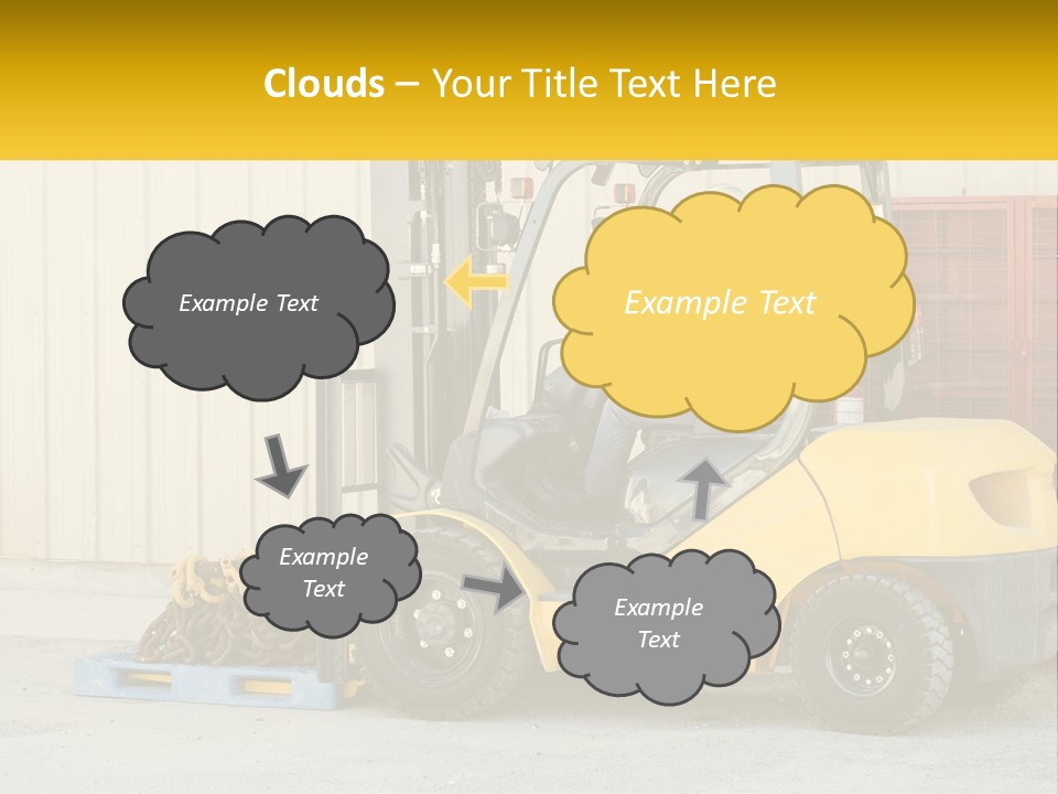 A Man Driving A Forklift Next To A Building PowerPoint Template
