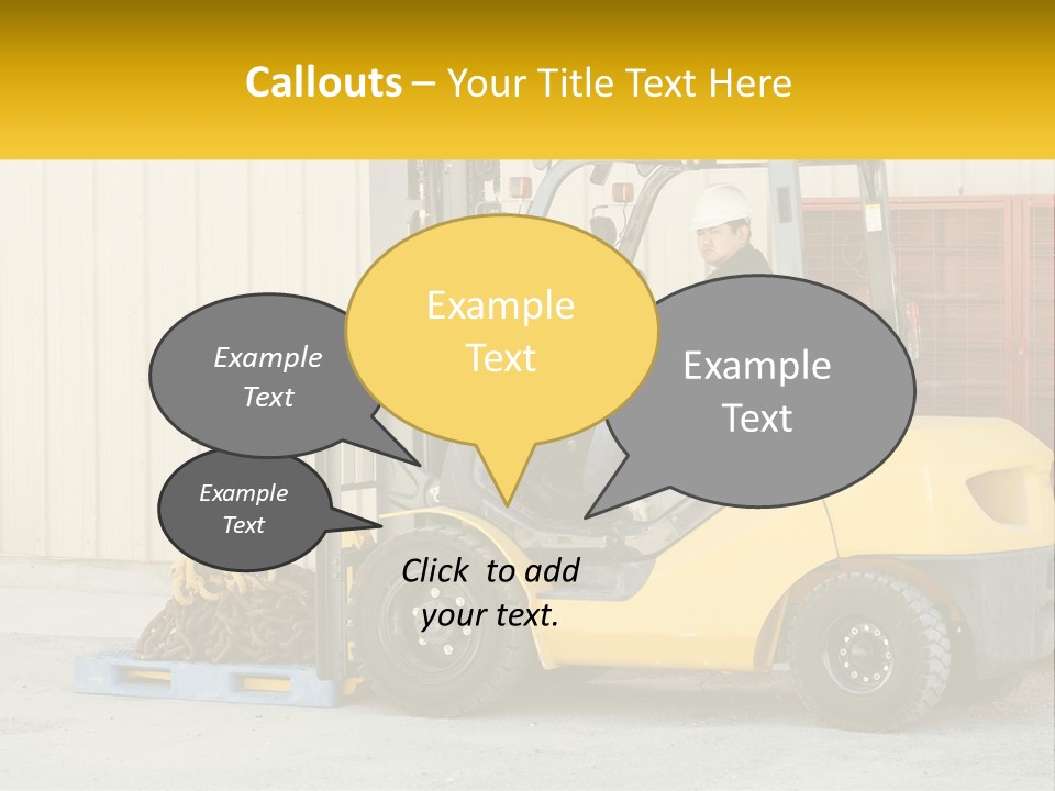 A Man Driving A Forklift Next To A Building PowerPoint Template