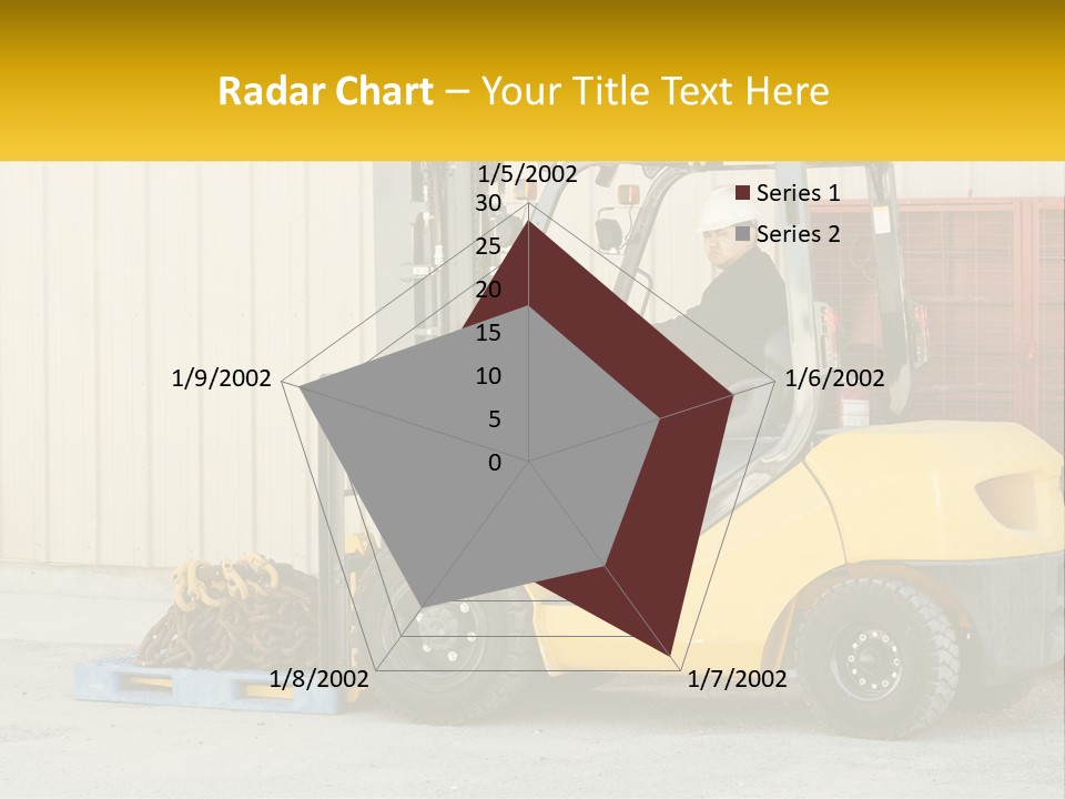 A Man Driving A Forklift Next To A Building PowerPoint Template