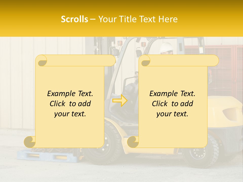 A Man Driving A Forklift Next To A Building PowerPoint Template