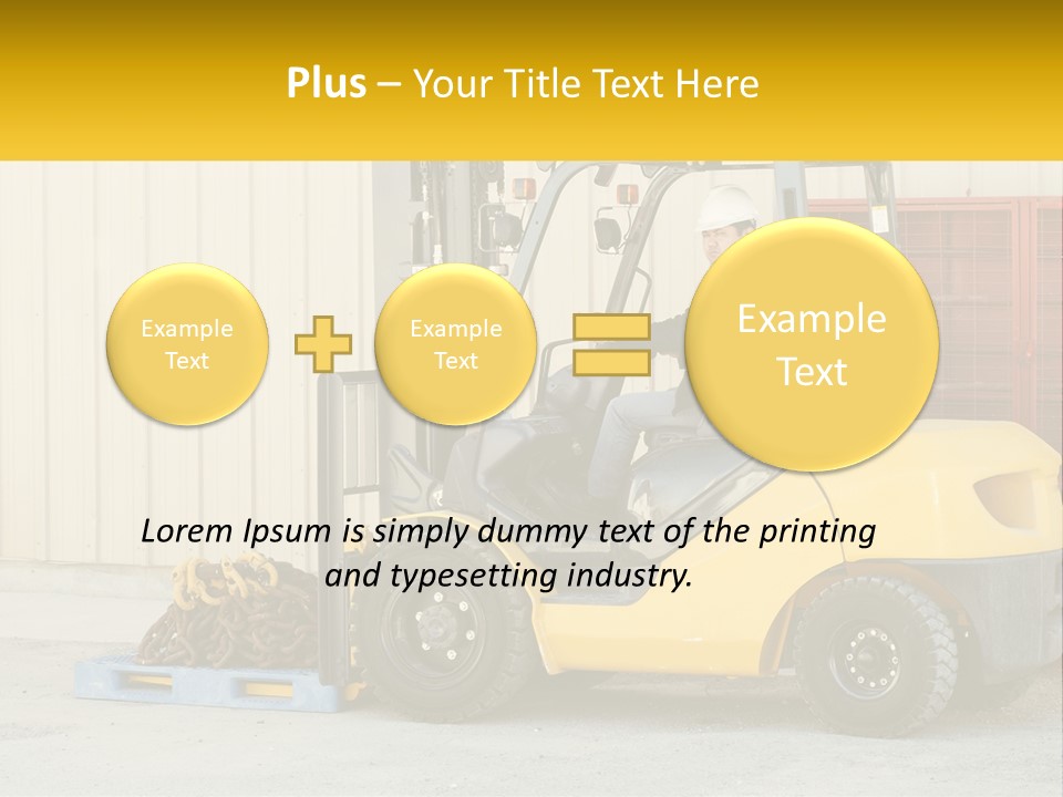 A Man Driving A Forklift Next To A Building PowerPoint Template