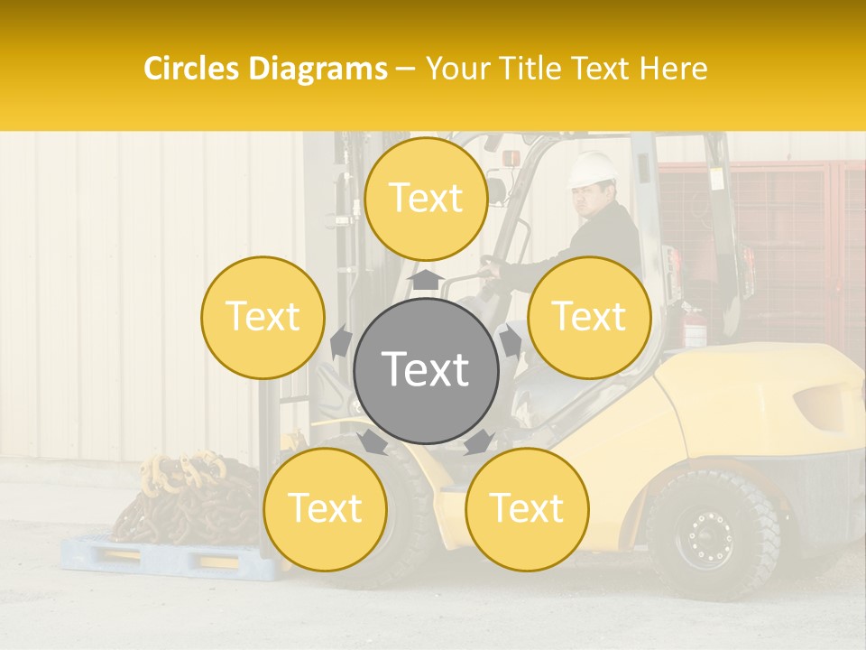 A Man Driving A Forklift Next To A Building PowerPoint Template
