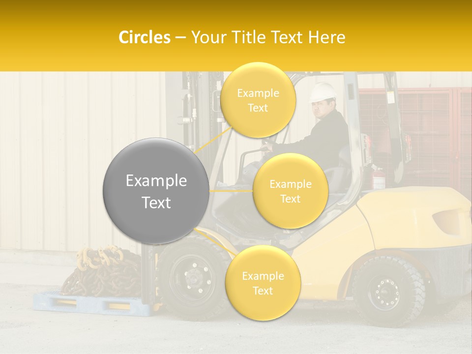 A Man Driving A Forklift Next To A Building PowerPoint Template