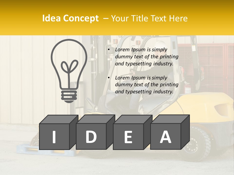 A Man Driving A Forklift Next To A Building PowerPoint Template