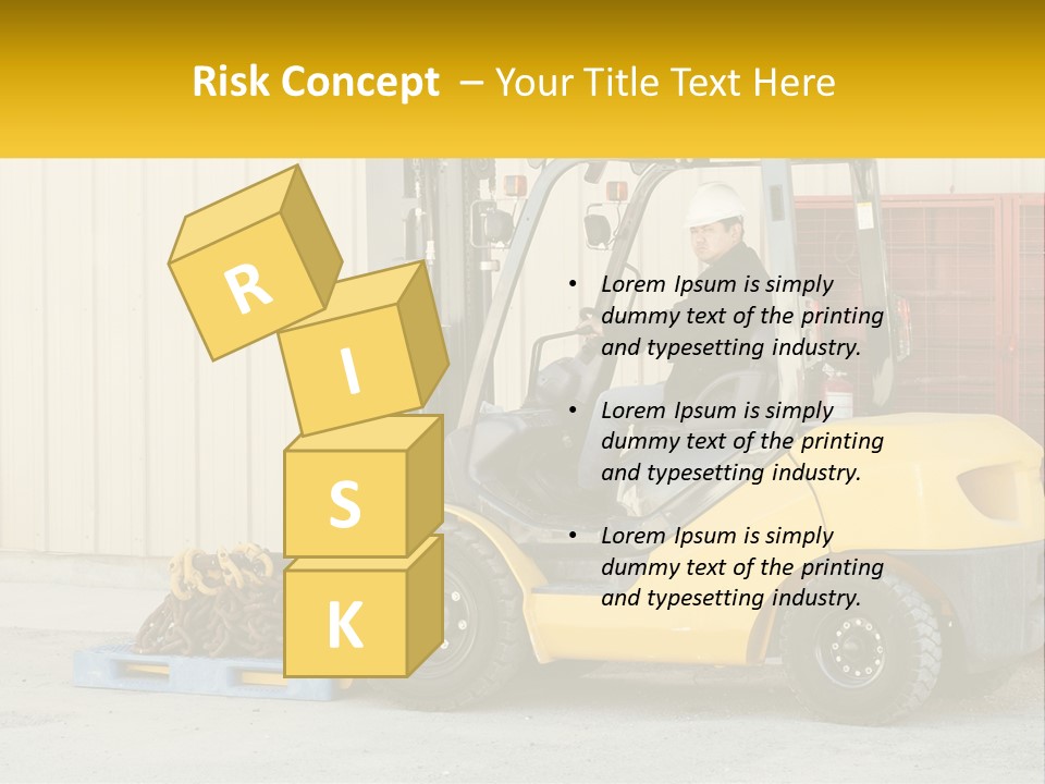 A Man Driving A Forklift Next To A Building PowerPoint Template